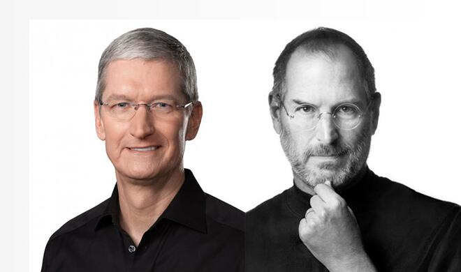 Tim Cook (links) und Steve Jobs