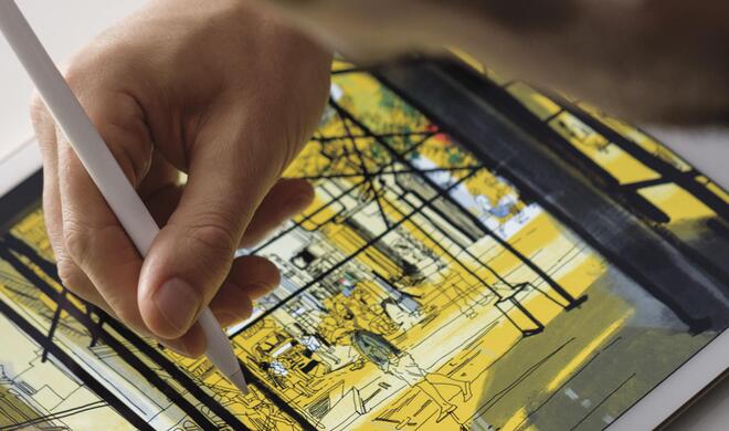 Großer Vorteil: Sie haben immer alle möglichen Stifte, Pinsel und Farben, die Sie wünschen, dabei.