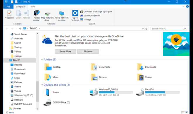 Der Explorer wirbt für OneDrive
