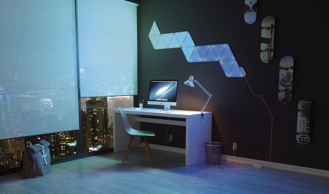 Das Starterpaket von Nanoleaf Aurora enthält neben der Steuereinheit neun Lichtkacheln.