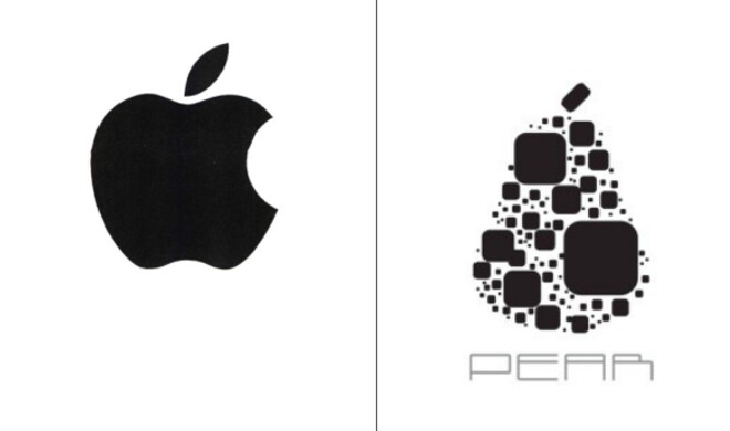 Apple-und Pear-Logo im Vergleich 