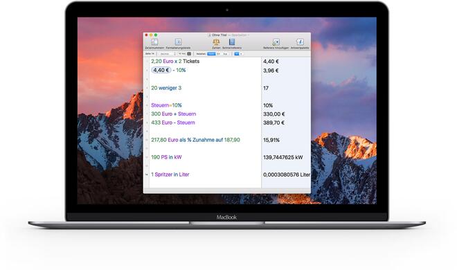Montage zeigt Soulver am MacBook