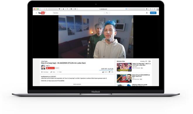 YouTube auf dem MacBook im Vollbild