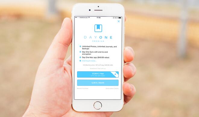 Übersicht über Day One Premium mit jährlicher oder monatlicher Zahlung.
