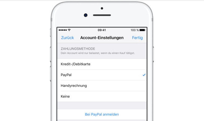 Ihre Apple-ID lässt sich nun mit einem PayPal-Konto verknüpfen
