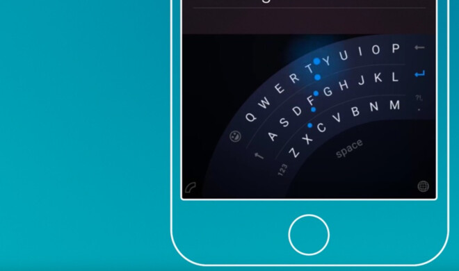 So sah der gebogene Einhand-Modus von Word Flow aus.