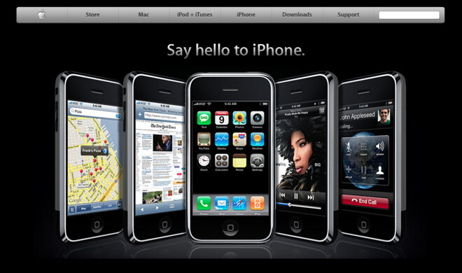 Die Startseite von apple.com im Jahr 2007.