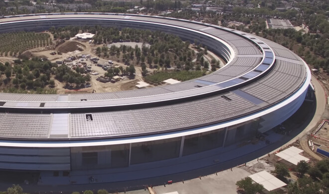 So sieht der Apple Park in einem aktuellen Drohnenvideo aus. 