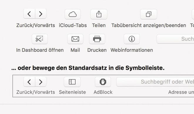 Symbolleiste anpassen