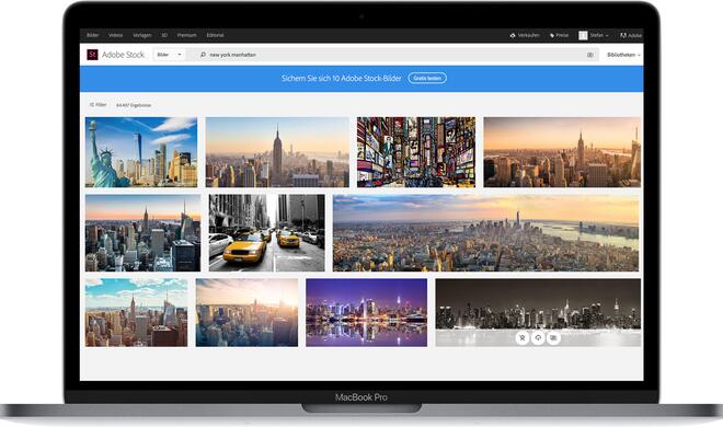 Adobe Stock auf dem MacBook Pro