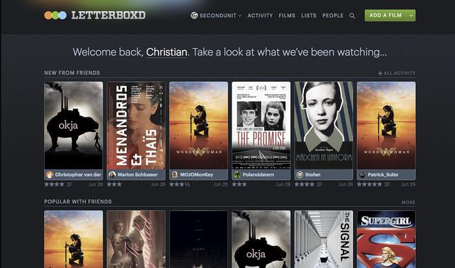 Letterboxd auf dem MacBook