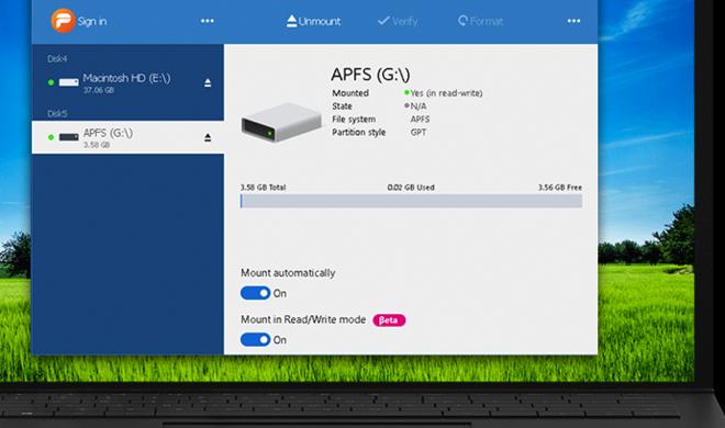 Windows kann auf APFS schreibend zugreifen
