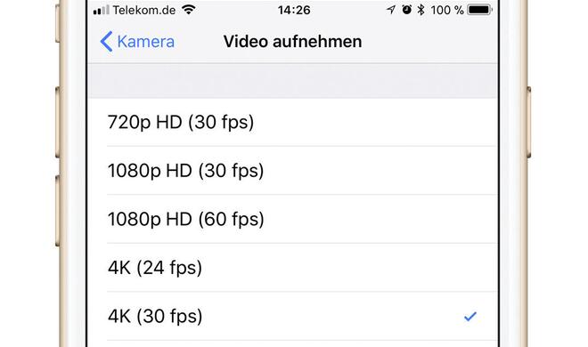 Aktivieren Sie nur bei Bedarf das 4K-Videoformat.