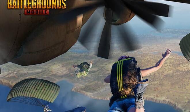 Die 100 Spieler springen mit dem Fallschirm über eine Insel ab