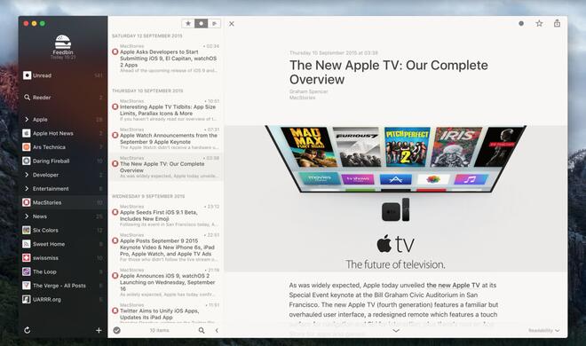Screenshot aus Reeder am Mac