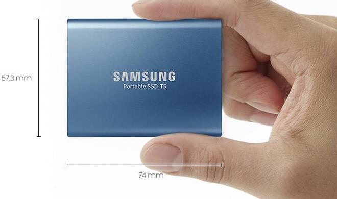 Samsung Portable T5 SSD in Ocean Blue
