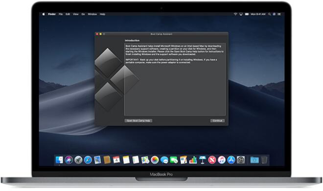 Boot Camp im Dunkelmodus, unheimlich dunkel.