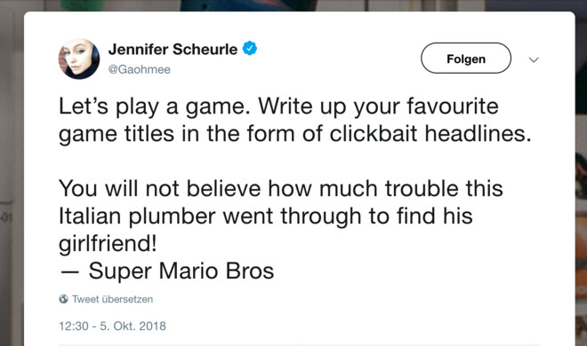 Clickbait-Überschrift auf Twitter