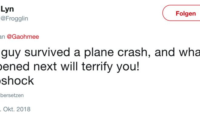 Clickbait-Überschrift auf Twitter