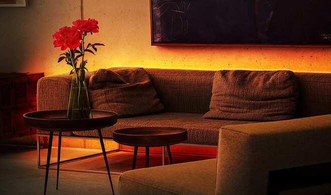 Passive Beleuchtung mit Eve Light Strip im Wohnzimmer