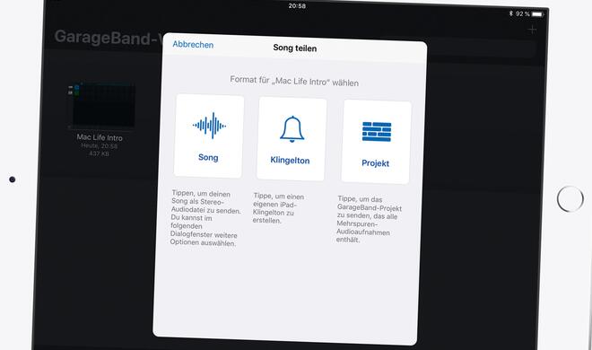 GarageBand auf dem iPad