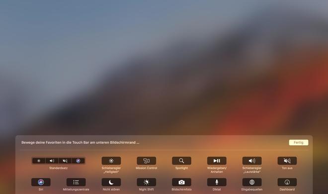 Sondertasten auf der Touch Bar
