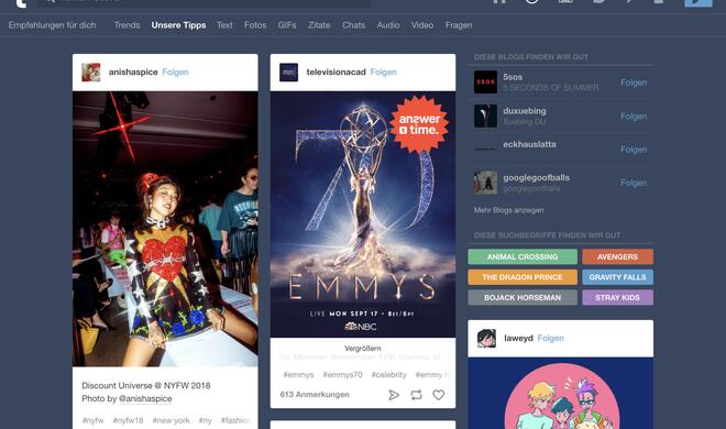 Sie können bei Tumblr nicht nur Textbeiträge schreiben, sondern auch Medien wie Fotos, Videos und GIFs einbinden.