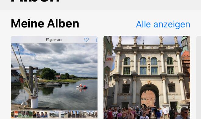 Auch der Bereich für Alben wurde etwas übersichtlicher. Die wichtigsten bekommen Vorschaubilder, weiter unten wird der Rest als Liste dargestellt.