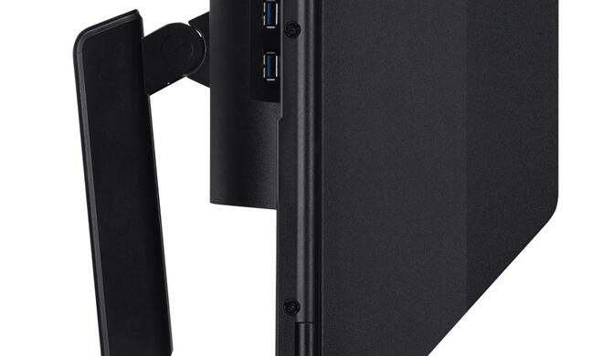 Zwei HDMI-, ein Audio-out-, ein USB-C-Anschluss sowie ein DisplayPort stehen als Eingänge zur Verfügung.