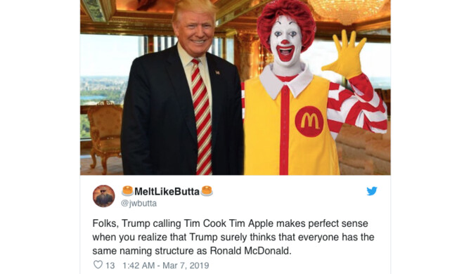 Bei Ronald MacDonald stimmt das mit dem Unternehmen im Nachnamen. Bei Donald Trump aber auch ;)