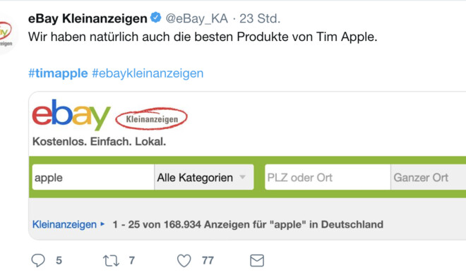 Sogar bei eBay Kleinanzeigen macht man sich lustig