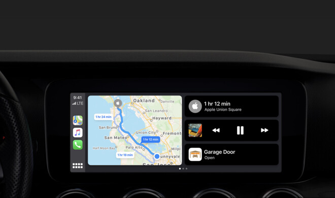 Apple präsentiert CarPlay aktuell nur im dunklen Design 