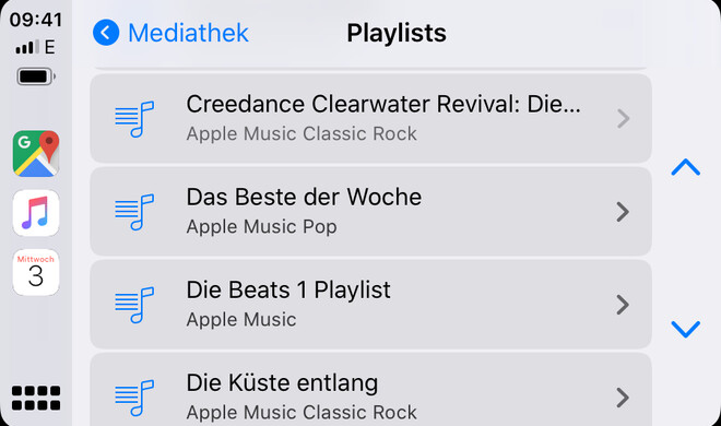 In Musik können Sie schnell und einfach durch Ihre Playlists navigieren