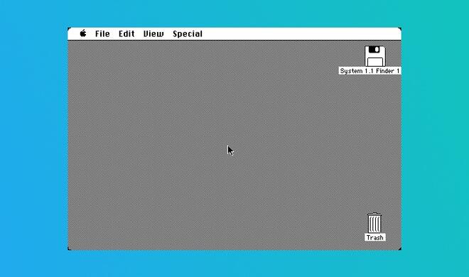 Der Startbildschirm von System 1 alias Mac OS 7.6