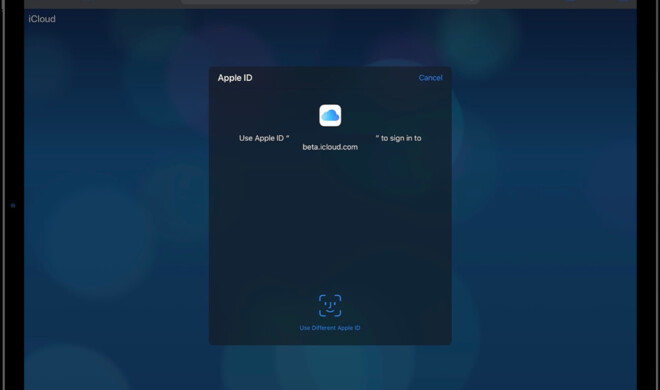 Auf einem iPad Pro können Sie sich mit Face ID bei iCloud.com einloggen