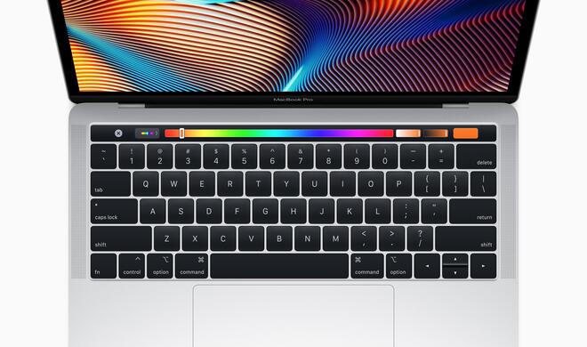 Das neue MacBook Pro mit 13 Zoll und Touch Bar besitzt eine Schmetterlingstastatur der dritten Generation