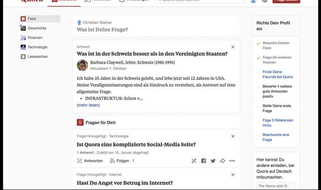 Quora auf dem Mac