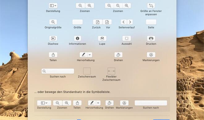 Symbolleiste in macOS anpassen