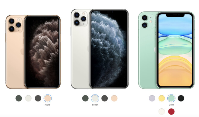 Die neue iPhone-Familie, deren kommender Bestseller rechts durch das iPhone 11 vertreten wird.