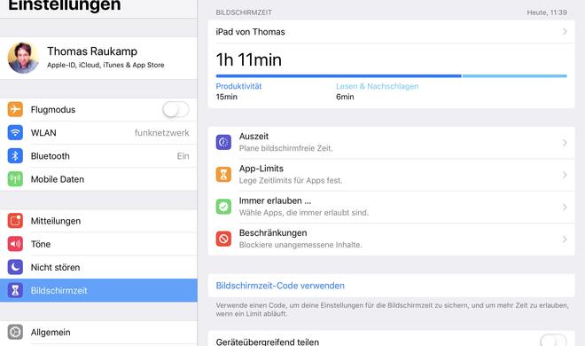 Bildschirmzeit kontrollieren