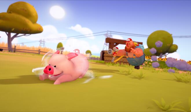 Ein tapsiger Landarbeiter muss seine Farm in Ordnung halten, aber die Schweine in Hogwash sehen das anders.