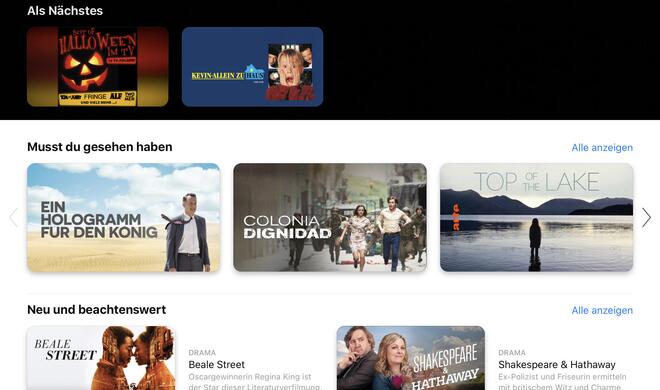 Das neue TV-Programm konzentriert sich ganz auf Filme und Serien sowie auf alle bewegten Bilder, die zuvor mit iTunes verwaltet wurden.