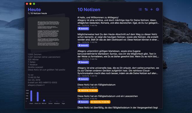 In Allegory formatieren Sie Text per Markdown