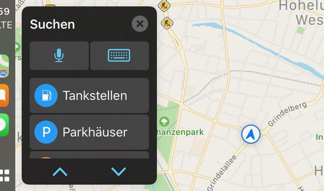 Ziele für die Navigation mit Karten lassen sich eintippen, per Sprache ein-geben oder aus umliegenden Sonderzielen und den Favoriten wählen.