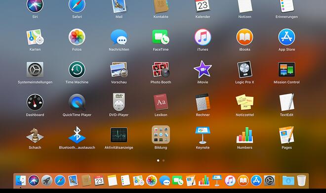 So sieht Launchpad unter macOS aus