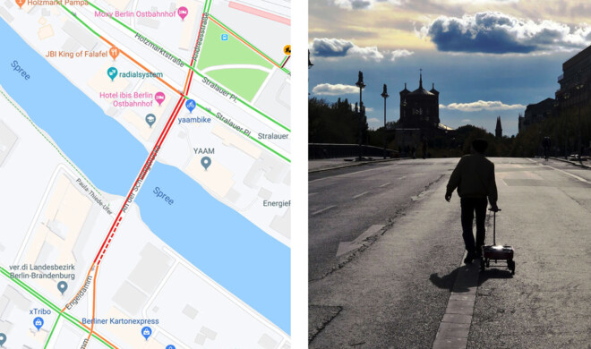 Simon Weckert läuft durch Berlin und generiert dabei virtuelle Staus.