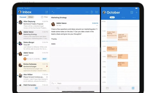 Die Outlook App bietet ab sofort verbessertes Multitasking mit Split View.