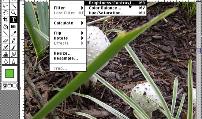 Photoshop 1.0 (1990) optimiert den Kontrast in einem Bild.