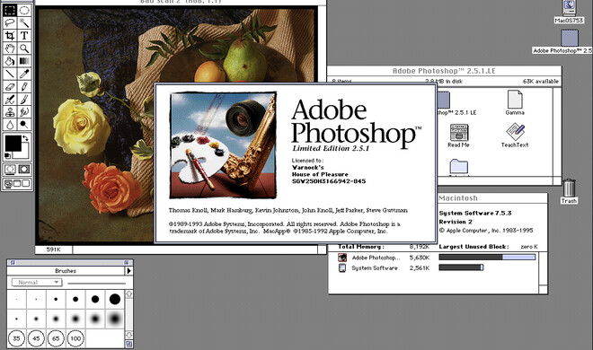 Photoshop 2.5.1 (1992) war die erste Version auf dem PowerMac.