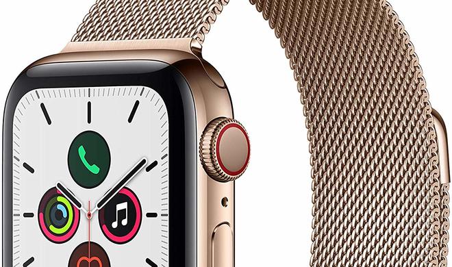 Die Apple Watch-Series 5 mit dem Milanaise-Armband in Gold gibt es jetzt für 667,01 Euro.